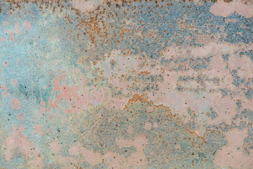 Obraz na płótnie Canvas texture of rusty painted metal. several layers of paint. corrosion of metal