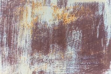 texture of rusty painted metal. several layers of paint. corrosion of metal