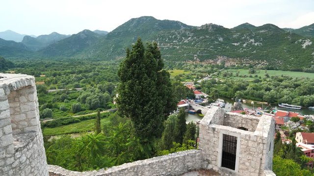 Besac fortress, Virpazar, Montenegro. Virpazar - village in Bar municipality, Montenegro, located in Crmnica region, straddling the Crmnica river, which flows into Skadar lake