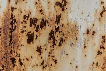 texture of rusty painted metal. several layers of paint. corrosion of metal