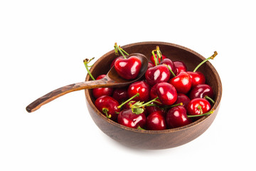 Fresh cherry isolated on white background.