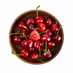 Fresh cherry isolated on white background.