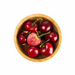 Fresh cherry isolated on white background.