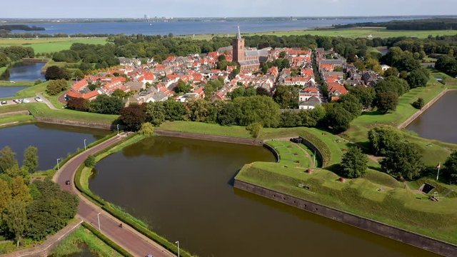 Naarden Vesting, fortress city from the Middle Ages from the air