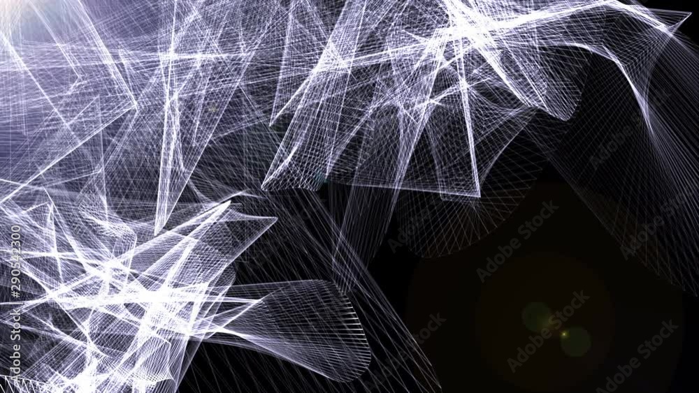Aufkleber 4k Footage Line Communication Swirl Wave Future Glowing Surface Cool Dynamic Technology Background. Loop Digital Data Flow Reality Futuristic Shape Animation.