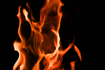 Fire flames on black background