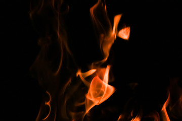 Fire flames on black background