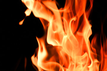 Fire flames on black background