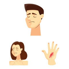 Isolated object of pain and disease symbol. Set of pain and injury vector icon for stock.