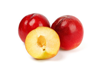 Fresh Chile red plum isolated on white background.