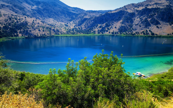 Lake Kournas at Crete island in Greece