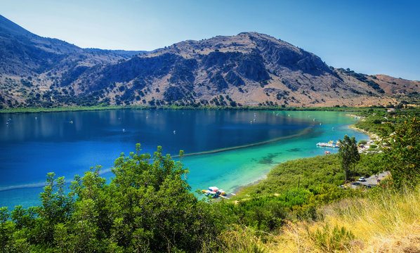 Lake Kournas at Crete island in Greece