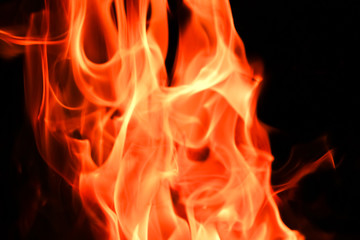 Fire flames on black background