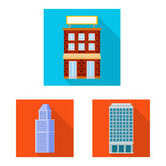Isolated object of municipal and center logo. Set of municipal and estate vector icon for stock.