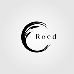 reed river grass letter c initial logo vector illustration design - obrazy, fototapety, plakaty