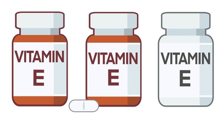 Bottle of pills, vitamin E supplement