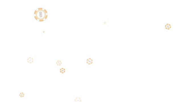 casino chips fly apart from the explosion to the sides, on a white background