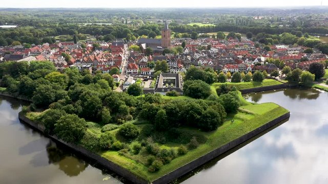 Naarden Vesting, fortress city from the Middle Ages from the air