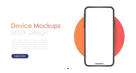 Smartphone blank screen, phone mockup. Template for infographics or presentation UI design interface
