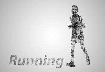 Fototapeta na wymiar Silhouette run sport.Running Man with Effects smoke.