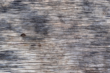 Fototapeta premium Background in the form of a wooden surface with horizontal structural cracks and with dark and brown spots.