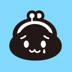 財布・家計・支出・増税イメージ：シンプルでかわいい泣き顔のがま口