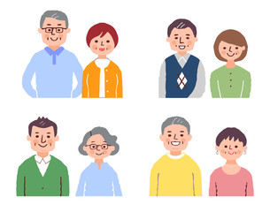 4 sets of senior couple, upper body