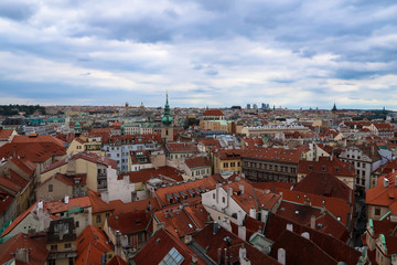 Fototapeta na wymiar aerial panorama of Prague, Czech Republic