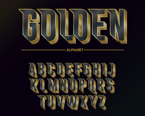 Modern elegant golden font and alphabet, abc typography design. vector