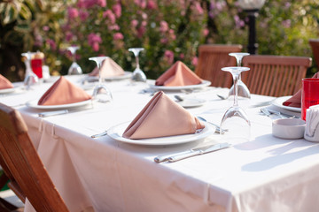 outdoor restaurant, soft background, stylish beautiful decor
