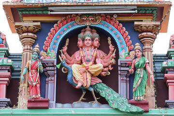 Artwork on the top of Kapaleeswarar Temple in Chennai Tamil Nadu