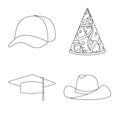 Isolated object of headgear and napper symbol. Collection of headgear and helmet vector icon for stock.