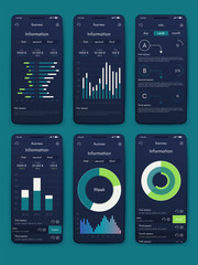 Different UI, UX, GUI screens and flat web icons for mobile apps