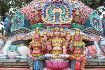 Artwork on the top of Kapaleeswarar Temple in Chennai Tamil Nadu