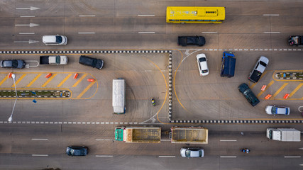 u-turn road car aerial view in Thailand