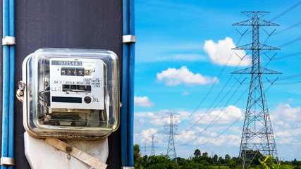 Electric meter for use in home appliances, behind high voltage towers, electric power concepts and...