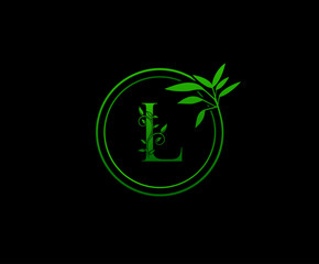 Circle nature letter L leaf icon logo design