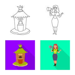 Vector illustration of nature and fun icon. Set of nature and entertainment vector icon for stock.