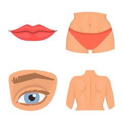 Vector illustration of body and part symbol. Set of body and anatomy stock symbol for web.