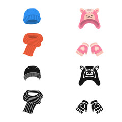 Vector design of clothes and texture icon. Collection of clothes and weather vector icon for stock.