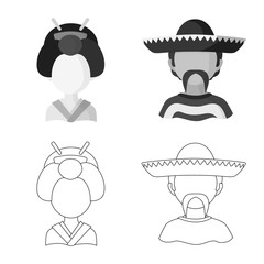 Vector design of imitator and resident symbol. Collection of imitator and culture stock vector illustration.