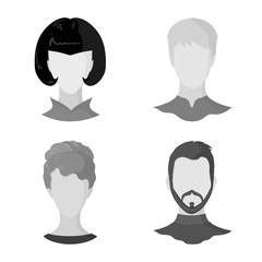 Vector illustration of character and profile symbol. Collection of character and dummy vector icon for stock.