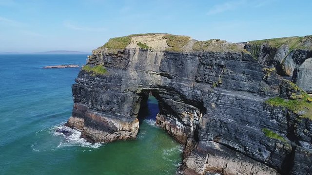 Coastal cliffs on Ballybunion Beach, aerial