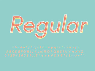 Retro font and alphabet. Stock vector illustration