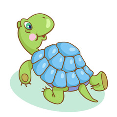 Cute little turtle in cartoon style. Isolated on white background. Vector illustration.