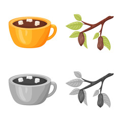 Isolated object of food and yummy symbol. Collection of food and brown stock vector illustration.