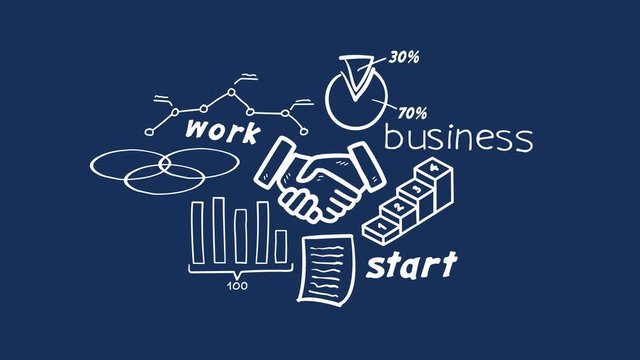 Isolated Hand Drawn Handshake Icon & Infographics
