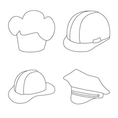 Vector design of headgear and napper symbol. Set of headgear and helmet stock symbol for web.