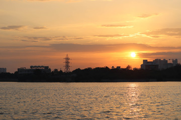 Perfect Nice Beautiful sunset view and lake water