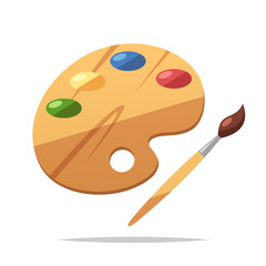 Color palette with paint brush vector isolated illustration